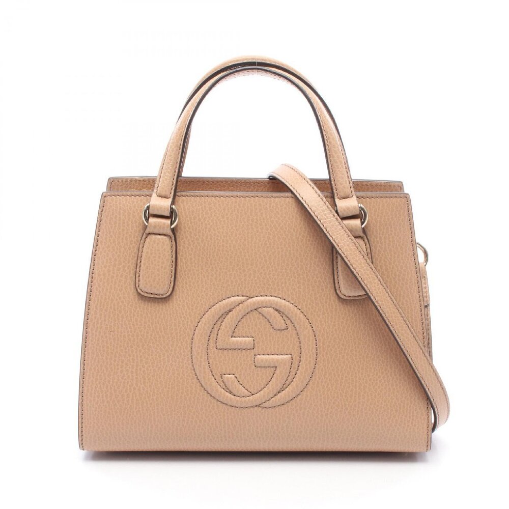 Gucci Soho Interlocking GG Handbag Leather Beige